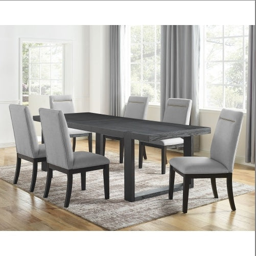 7 Piece Luxury Dining Set Wood - Gray