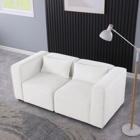 Modular Sofa BEIGE Chenille Fabric, Simple And Grand, The Seat And Back Is Very Soft. This Is Also A KNOCK DOWN Sofa