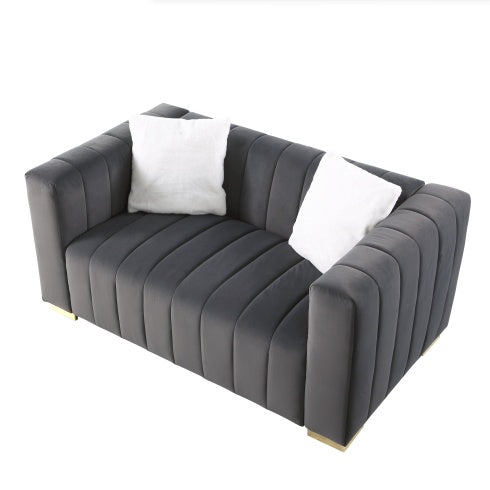 A Modern Channel Sofa Take On A Traditional Chesterfield,Grey Color,loveseater