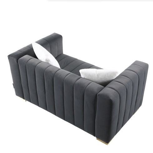 A Modern Channel Sofa Take On A Traditional Chesterfield,Grey Color,loveseater